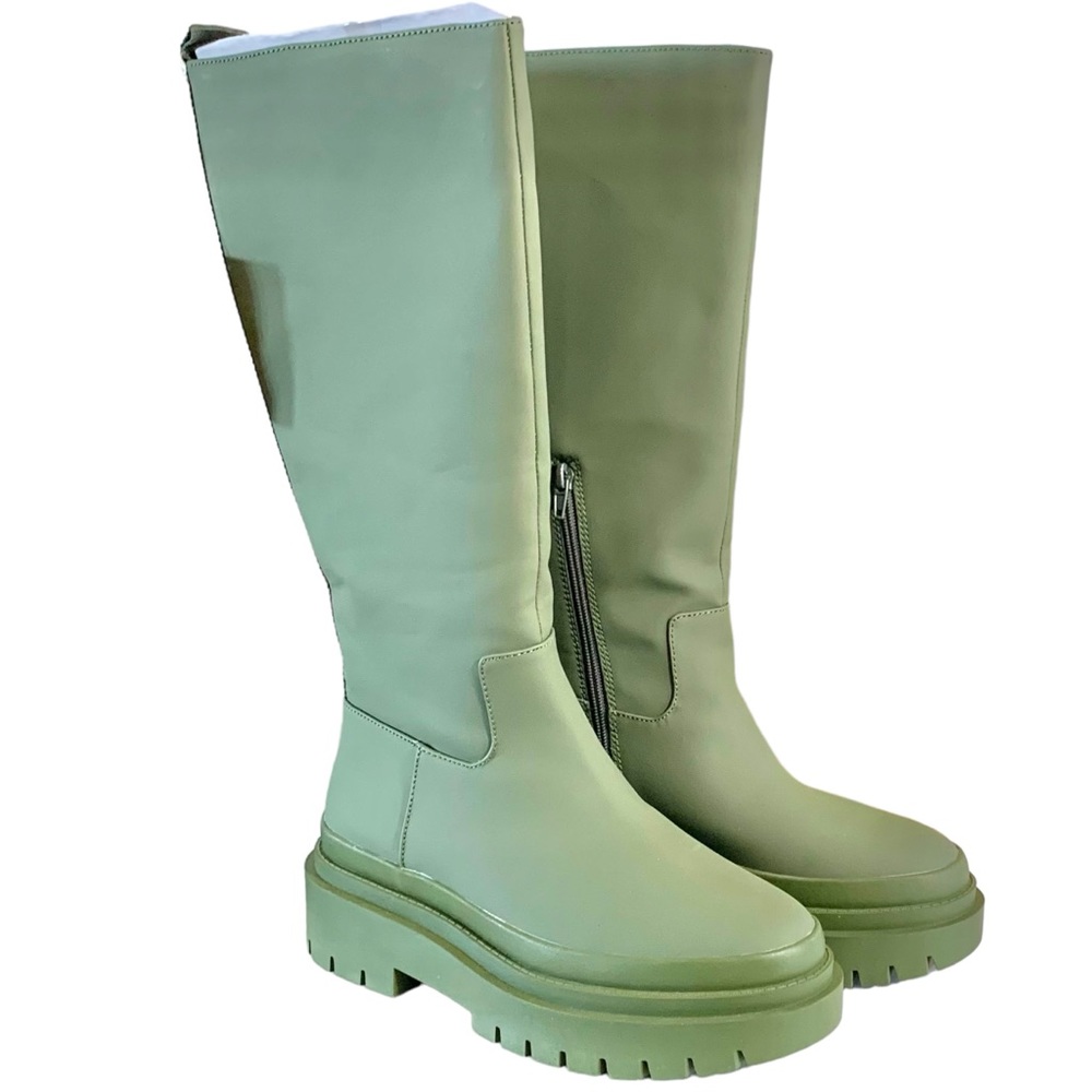 STEVE MADDEN Cool Planet Magicc Lug Sole Olive Green Boot Sz 9